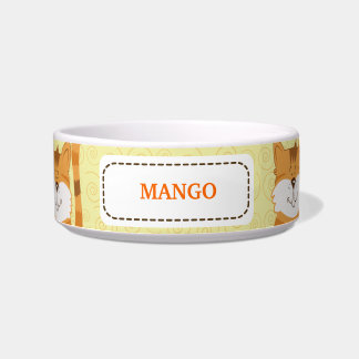 Orange Cats Customised Pet Cat Food Bowl - Yellow