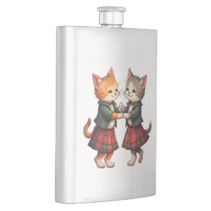 Orange Cats Dancing Scottish Ceilidh Hip Flask