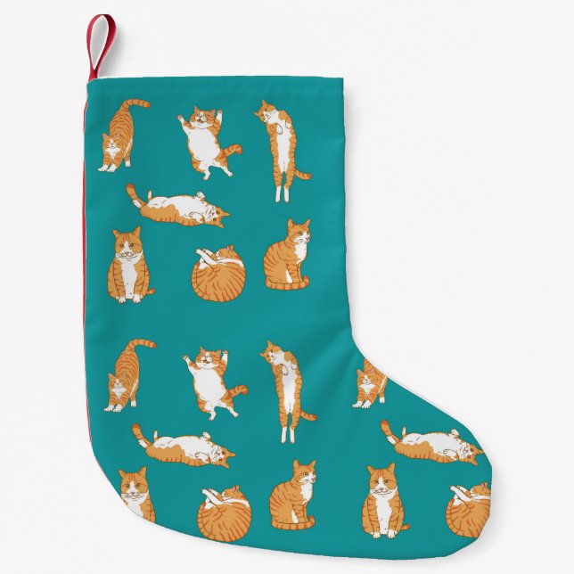 Orange Cats Funny Small Christmas Stocking (Front)
