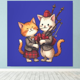 Orange Cats Playing Bagpipes and Wearing Plaid Canvas Print