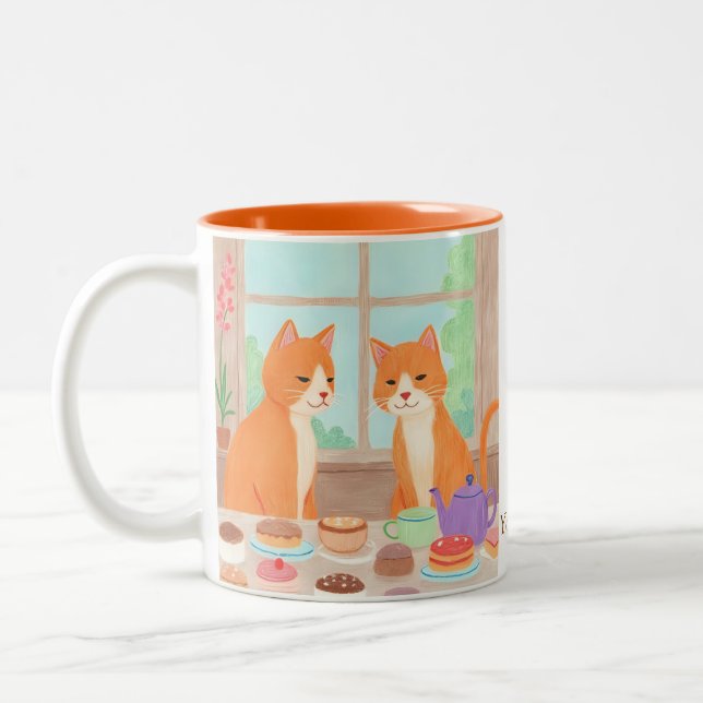 Orange Cats & Tea Party Mug (Left)