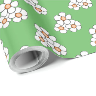 Orange Centred Daisy Wrapping Paper