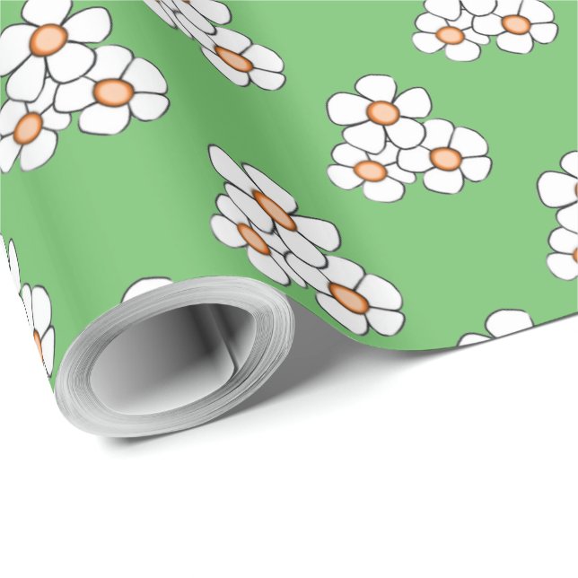 Orange Centred Daisy Wrapping Paper (Roll Corner)