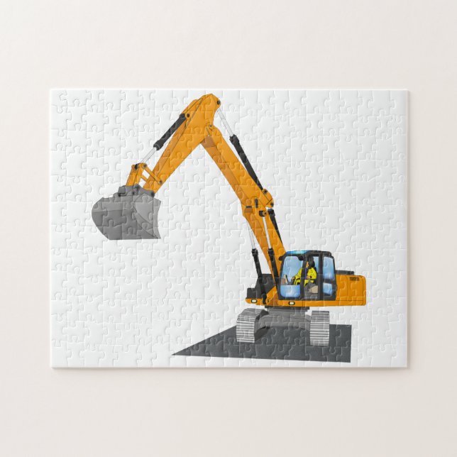 orange chain excavator jigsaw puzzle (Horizontal)