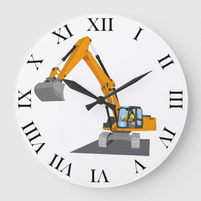 orange chain excavator large clock (Front)