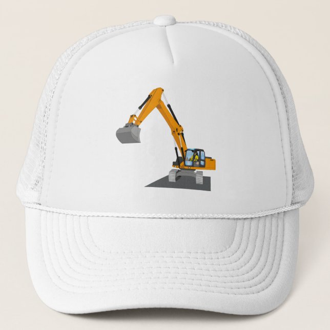 orange chain excavator trucker hat (Front)