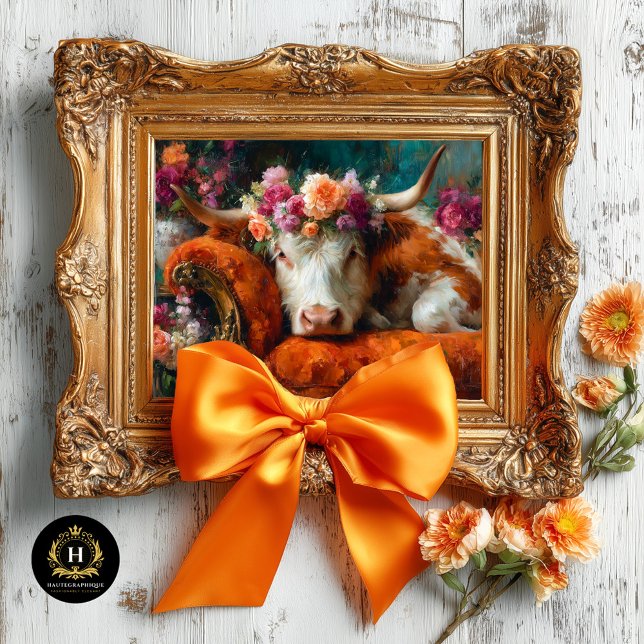 Orange Chaise Floral Cow Decoupage Tissue Paper (Creator Uploaded)