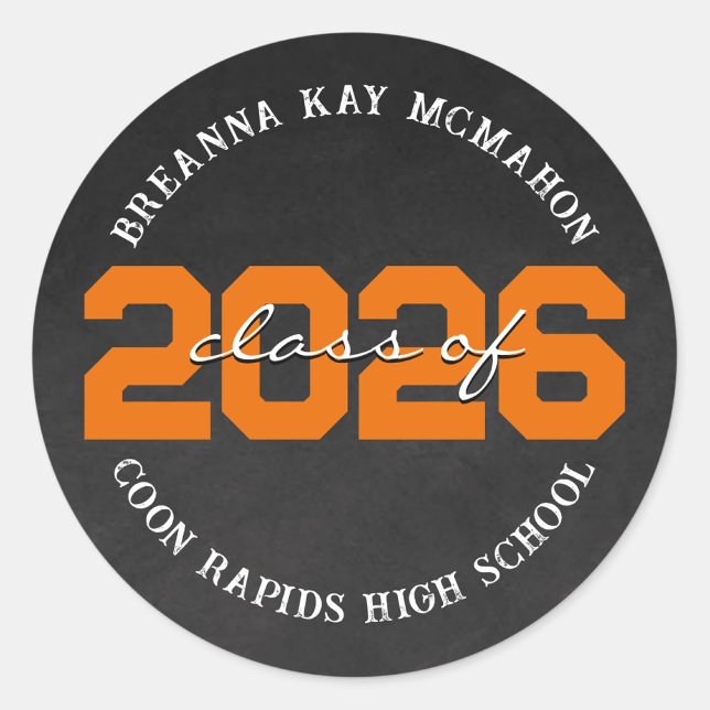 Orange Chalkboard Class Graduation Stickers (Creator Uploaded)
