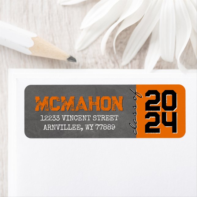Orange Chalkboard Graduation Return Address (Creator Uploaded)