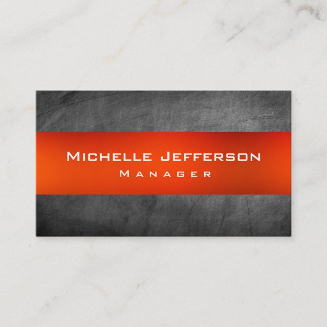 Orange Chalkboard Grey Manager Business Card (Front)
