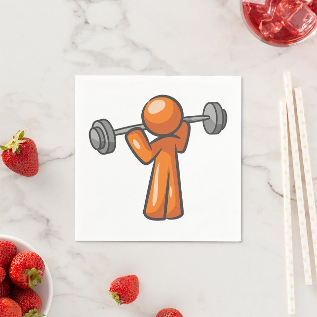 Orange Character Weightlifting  Paper Napkins (Creator Uploaded)