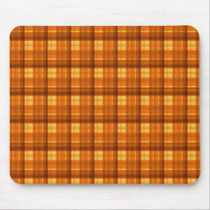 Orange Checked Tartan Print, Mouse Mat