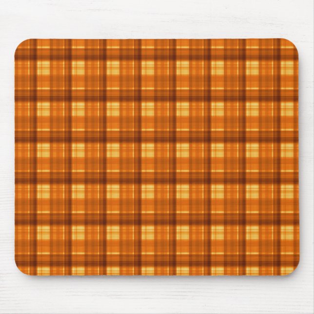 Orange Checked Tartan Print, Mouse Mat (Front)