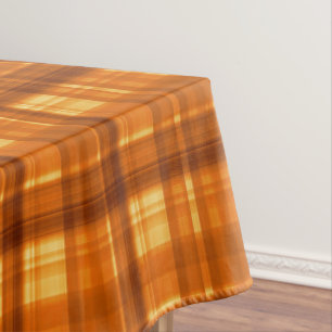 Orange Checked Tartan Print, Tablecloth