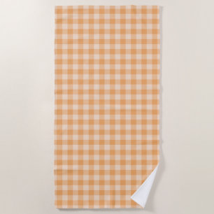 Orange Checkerboard Pattern Beach Towel