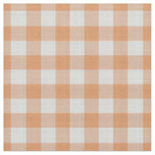 Orange Checkered Gingham Plaid Fabric