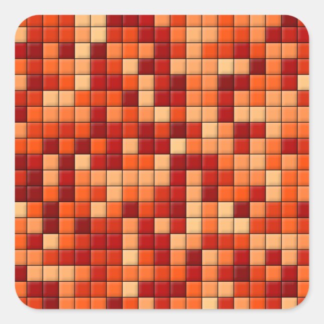 Orange Checks Square Sticker (Front)