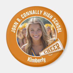 Orange Cheerleader Photo High School Spirit Cheer Magnet