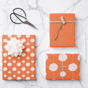 Orange Cheerleader Pom Pom Pattern Wrapping Paper Sheet
