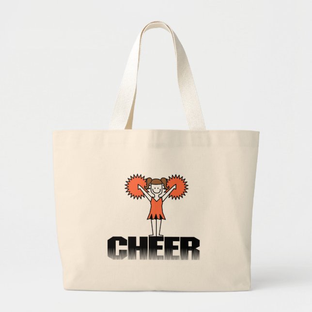 Orange Cheerleading T-shirts and Gifts Large Tote Bag (Front)