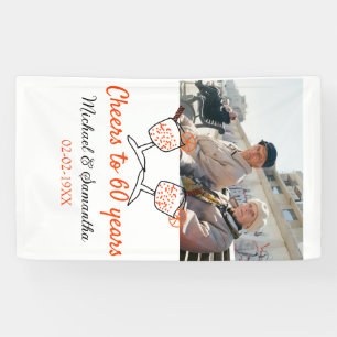 Orange cheers to 60 years anniversary wedding banner
