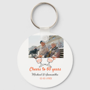 Orange cheers to 60 years anniversary wedding key ring