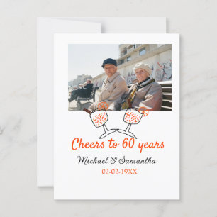 Orange cheers to 60 years anniversary wedding postcard