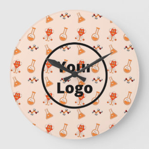 Orange chemical business pattern large clock