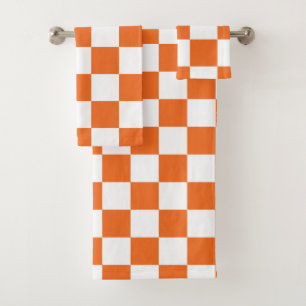 Orange Chequerboard Bath Towel Set
