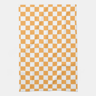Orange Chequerboard Pattern Tea Towel