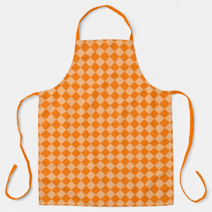 Orange Chequered Diamond Pattern Apron