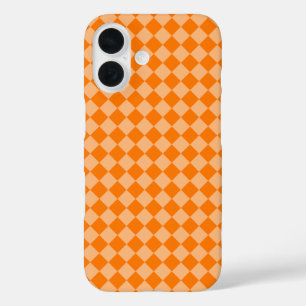 Orange Chequered Diamond Pattern iPhone 16 Case