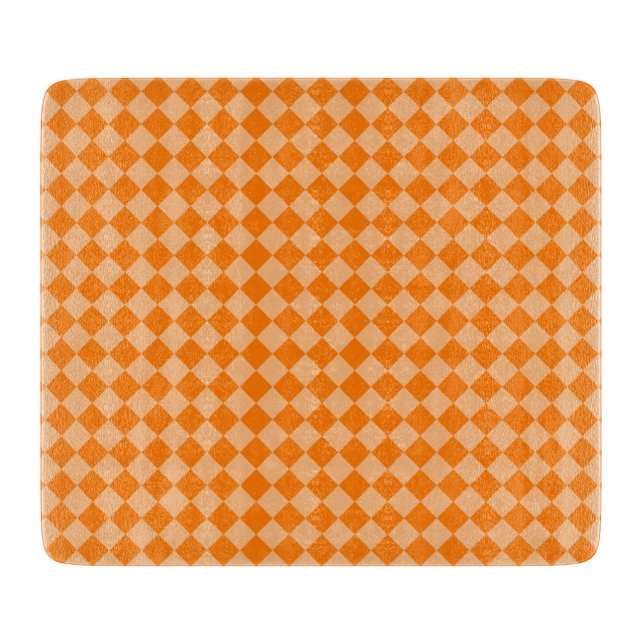 Orange Chequered Diamond Pattern Cutting Board (Front)