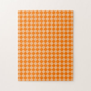 Orange Chequered Diamond Pattern Jigsaw Puzzle