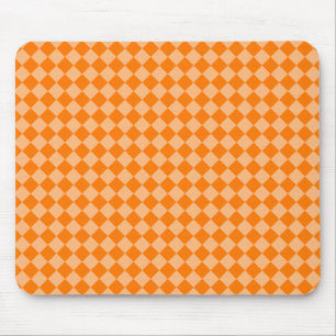 Orange Chequered Diamond Pattern Mouse Mat