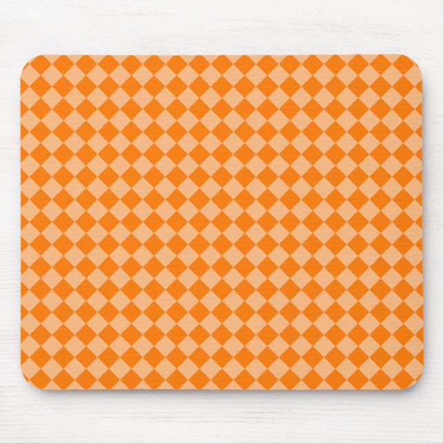 Orange Chequered Diamond Pattern Mouse Mat (Front)