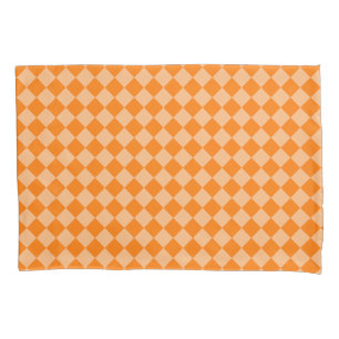 Orange Chequered Diamond Pattern Pillowcase