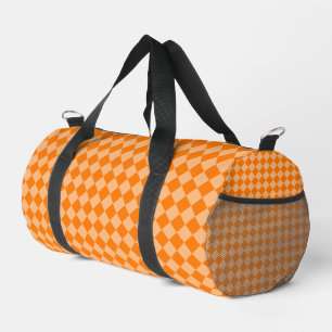 Orange Chequered Diamond Pattern Small Duffle Bag