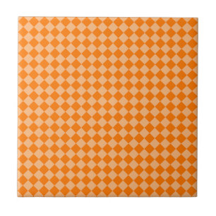 Orange Chequered Diamond Pattern Tile