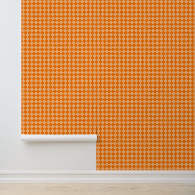 Orange Chequered Diamond Pattern Wallpaper (Application)