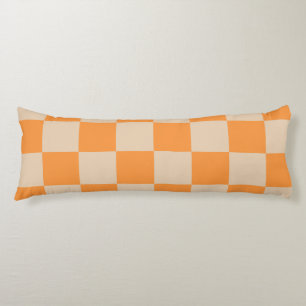 Orange Chequered Gingham Pattern Body Cushion