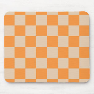 Orange Chequered Gingham Pattern Mouse Mat
