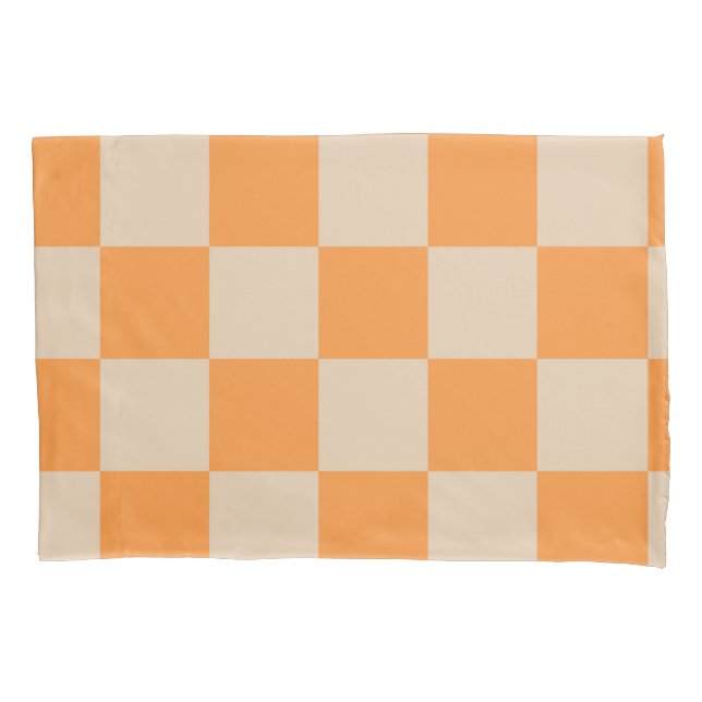 Orange Chequered Gingham Pattern Pillowcase (Front)