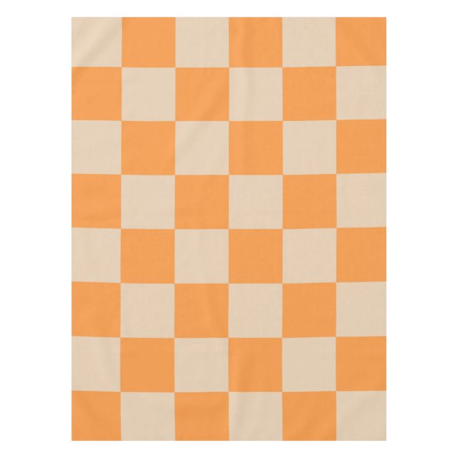 Orange Chequered Gingham Pattern Tablecloth (Front)