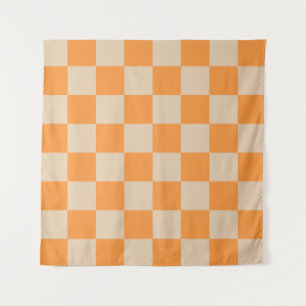 Orange Chequered Gingham Pattern Tapestry