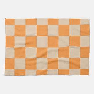 Orange Chequered Gingham Pattern Tea Towel