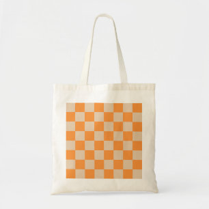 Orange Chequered Gingham Pattern Tote Bag