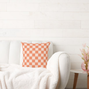 Orange Chequered Pattern Cushion