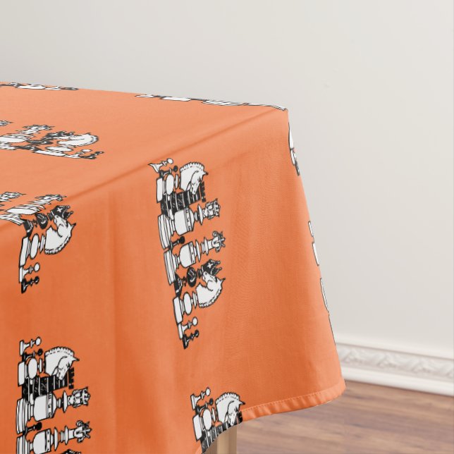 Orange Chess Themed Tablecloth Events Party (In Situ)