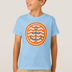 Orange chevron and anchor sailing pattern T-Shirt